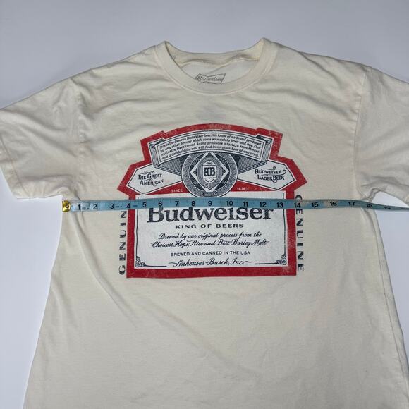 Budweiser Cream Short Sleeve T Shirt Sheer Size Large - Picture 5 of 7